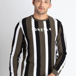 Status Quo Striped Hooded Cotton Sweatshirt-image-58