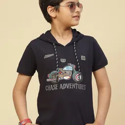 Monte Carlo Boys Graphic Printed Hooded Neck T-Shirt-49