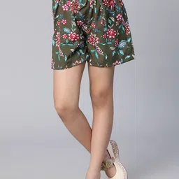 Oxolloxo Girls Green Floral Printed Shorts-image-69