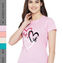 Fabflee Pack of 4 Graphic Printed Round Neck Cotton T-shirt-image-96