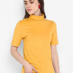 SHARKTRIBE Women Mustard Yellow Turtle Neck Slim Fit T-shirt-picture-19