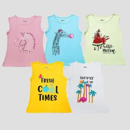 KUCHIPOO Pack of 5 Girls Printed T-shirt-image-6