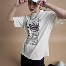 The Roadster Lifestyle Co Round Neck Graphic Printed Oversized Fit Cotton Tshirt-image-100