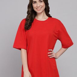 Funday Fashion Round Neck Pure Cotton Oversized T-shirt-image-84