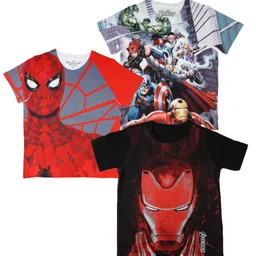 Marvel by Wear Your Mind Boys Red & Black Pack of 3 Spider-Man Printed T-shirt-image-37