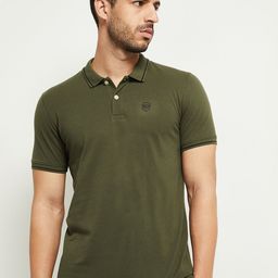 max Men Green Polo Collar T-shirt-image-96