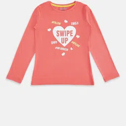 Pantaloons Junior Girls Pink Typography Printed T-shirt-picture-0