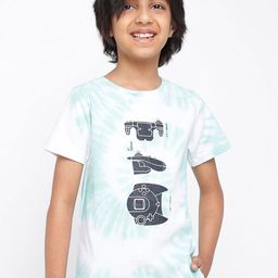 TALES & STORIES Boys Blue Printed Raw Edge T-shirt-image-81