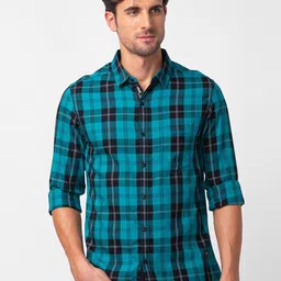 SPYKAR Men Slim Fit Tartan Checks Checked Casual Shirt-picture-14