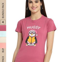 Fabflee Pack Of 4 Graphic Printed Cotton T-shirt-image-92