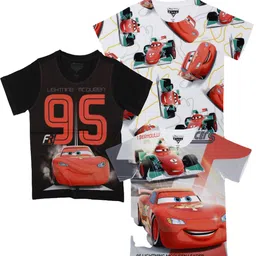 Disney by Wear Your Mind Boys White & Red 3 Printed T-shirt-image-43