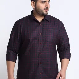 plusS Men Plus Size Checked Casual Shirt-picture-6