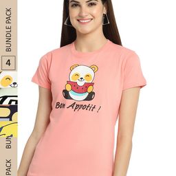 Fabflee Pack of 4 Graphic Printed Round Neck Cotton T-shirt-image-93