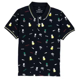 Status Quo Boys Printed Polo Collar Cotton T-shirt-image-24