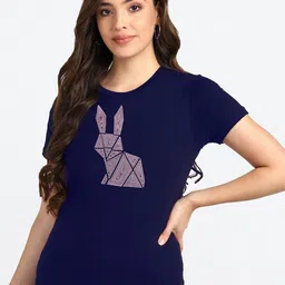 shashvi Women Navy Blue Printed T-shirt-picture-23