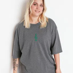 Trendyol Women Charcoal Drop-Shoulder Sleeves T-shirt-26
