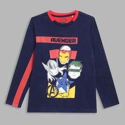 Blue Giraffe Boys Blue Avengers Printed Applique T-shirt-image-15