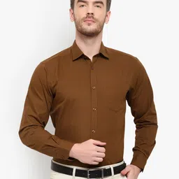 D Kumar Men Brown Standard Formal Cotton Shirt-image-49