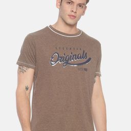 Steenbok Men Brown Typography Printed Raw Edge T-shirt-picture-3