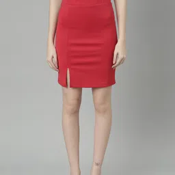 SHOWOFF Front Slit Pencil Mini Skirt-3