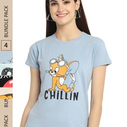 Fabflee Pack Of 4 Graphic Printed Cotton T-Shirts-image-68