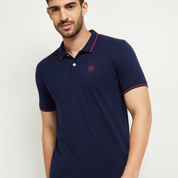 max Men Navy Blue Polo Collar T-shirt-image-60