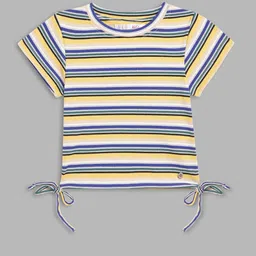 ELLE Girls Multicoloured Striped Raw Edge T-shirt-image-15