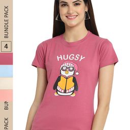 Fabflee Pack Of 4 Graphic Printed Cotton T-shirt-image-90