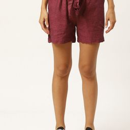 IQRAAR Women Maroon Cotton Shorts-image-17