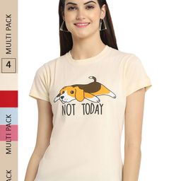 Fabflee Pack Of 4 Graphic Printed Cotton T-shirts-image-80