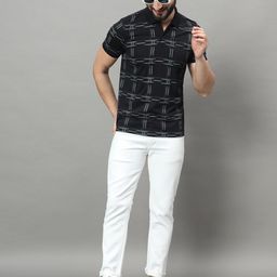 OGEN Printed Regular Fit Short Sleeves Polo Collar T-shirt-image-77