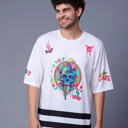GO DEVIL Graphic Printed Round Neck Drop-Shoulder Sleeves Cotton Regular T-shirt-image-45