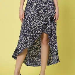 Oomph! Floral Printed Wrap Midi Skirt-image-4