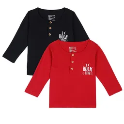Bodycare Kids Boys Pack of 2 Maroon & Black Typography Print T-shirt-25