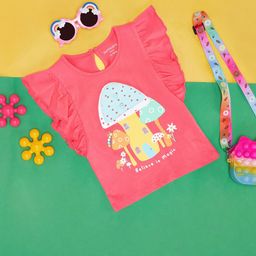Pantaloons Baby Infants Girls Graphic Printed Cap Sleeves Cotton T-shirt-image-25