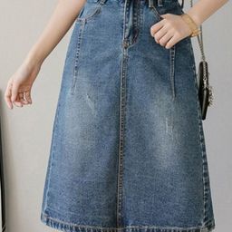 StyleCast Women Washed Straight Knee Length Skirt-image-95