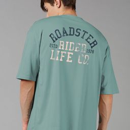 Roadster Blue Typography Printed Pure Cotton Oversized T-shirt-picture-10