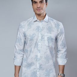 MARK & ALBERT Men White Floral Printed Slim Fit Casual Shirt-image-81