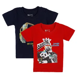 Bodycare Kids Boys Pack of 2 Red and Black Printed Cotton T-shirt-image-14