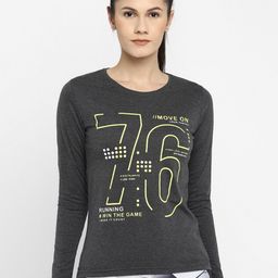appulse Women Charcoal Typography Printed T-shirt-image-30