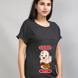 SillyBoom Graphic Printed Extended Sleeves Maternity Feeding T-Shirt-image-89