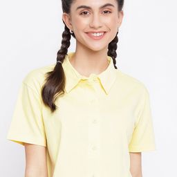 Belliskey Women Yellow Polo Collar T-shirt-image-79