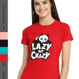 Fabflee Pack Of 4 Printed Cotton T-shirt-image-62
