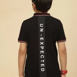 Monte Carlo Boys Polo Collar Typography Printed Cotton T-shirt-image-44