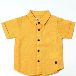 Nuberry Boys Yellow Solid Pure Cotton Short Sleeves Casual Shirt-picture-24