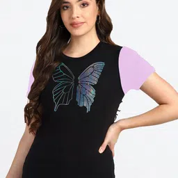 shashvi Women Lavender Typography Embellished Printed T-shirt-picture-33