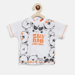 Chicco Boys White & Black Printed Pure Cotton T-shirt-image-31