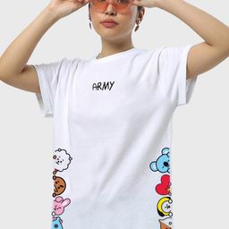 Bewakoof Women White Printed Drop-Shoulder Sleeves Boyfriend Fit T-shirt-picture-38