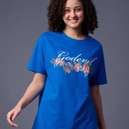 GO DEVIL Typography Printed Drop-Shoulder Sleeves Cotton T-shirt-image-86