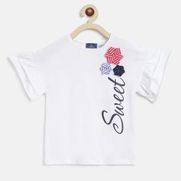 Chicco Girls White Typography Printed Applique T-shirt-image-82